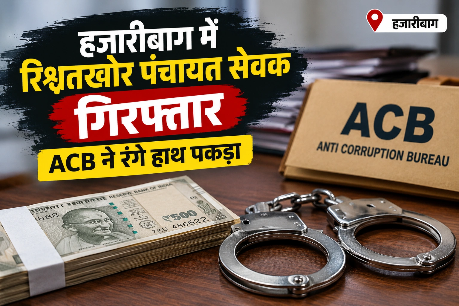 हजारीबाग में रिश्वतखोर पंचायत सेवक गिरफ्तार, ACB ने रंगे हाथ पकड़ा